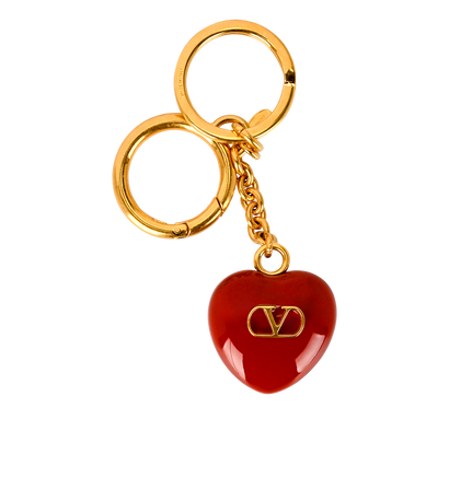 Valentino Garavani Heart Keyring, &pound;150, Accessories, Gold/Red, Brass, Front view